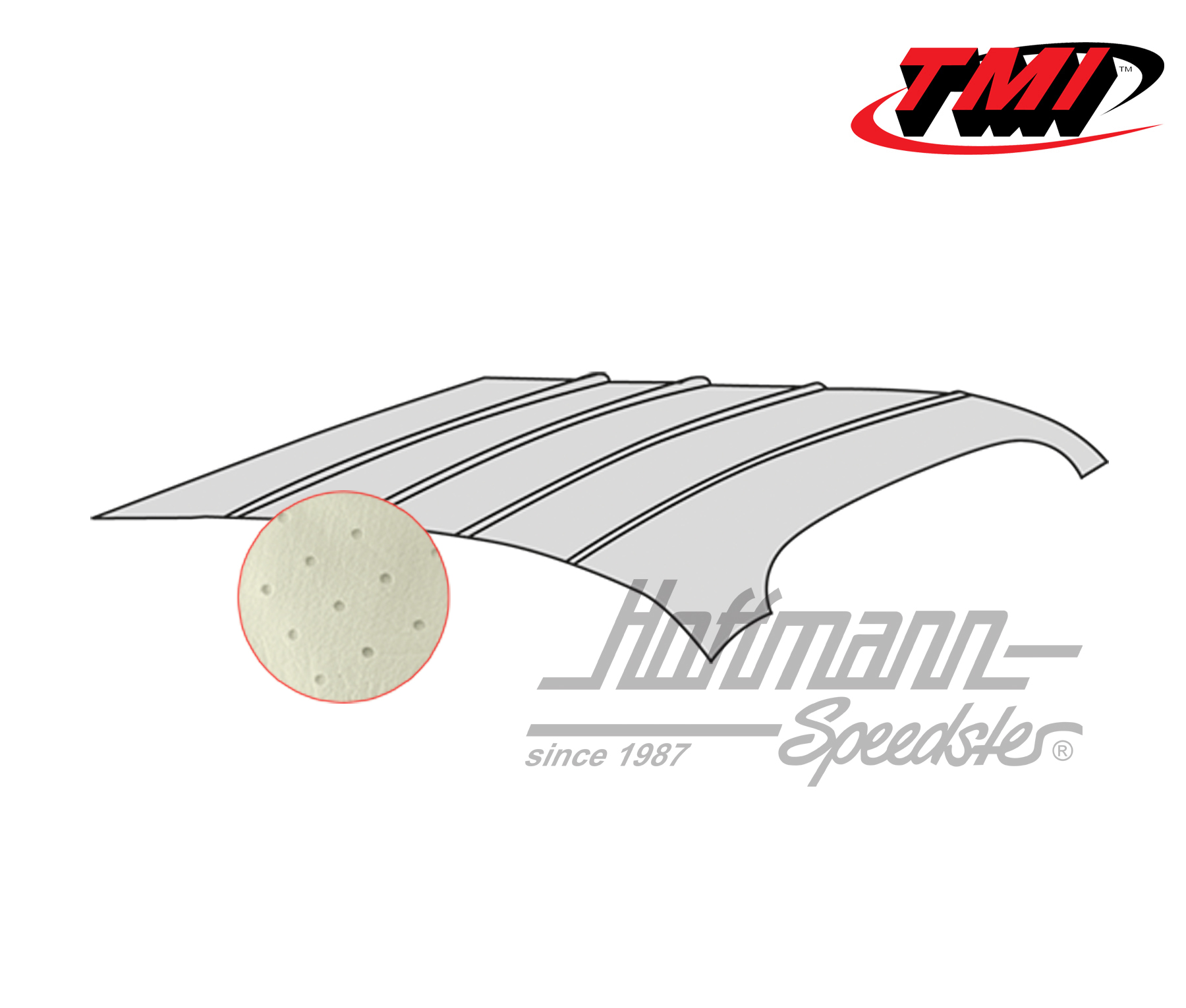 Ciel de toit, Karmann Ghia, -.74, perforé, blanc cassé | 20-1510-44 | 066-0100-10