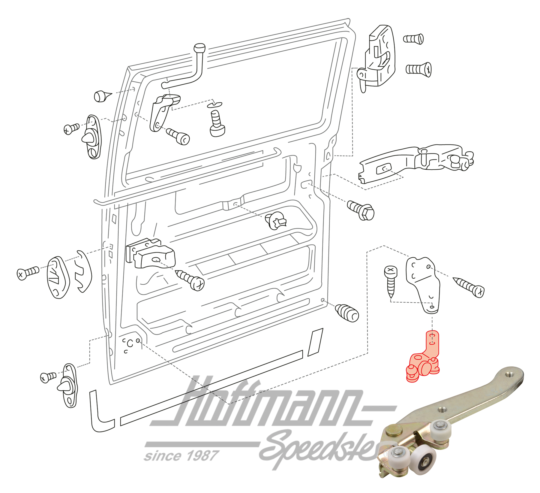 Guidage de galet, porte coulissante, en bas, gauche                                                 