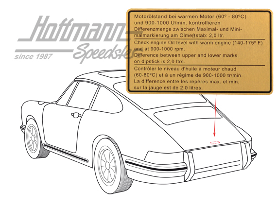 Autocollant "Niveau d'huile, 911, .73                                                               
