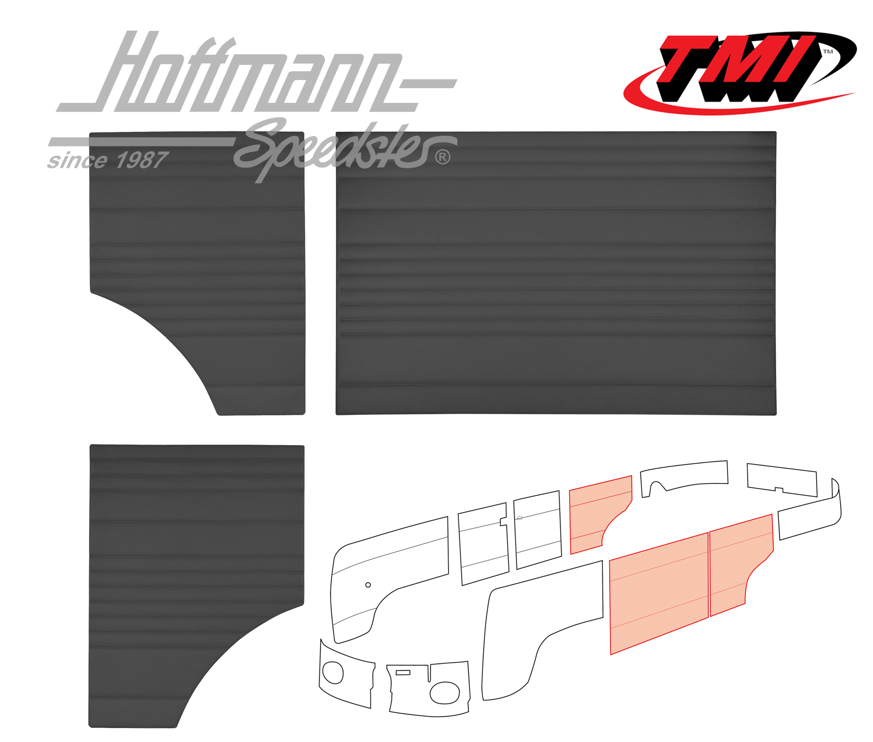 Panneaux latéraux, au milieu, 62-67, noirs | 10-2143-11 | 098-0578-01
