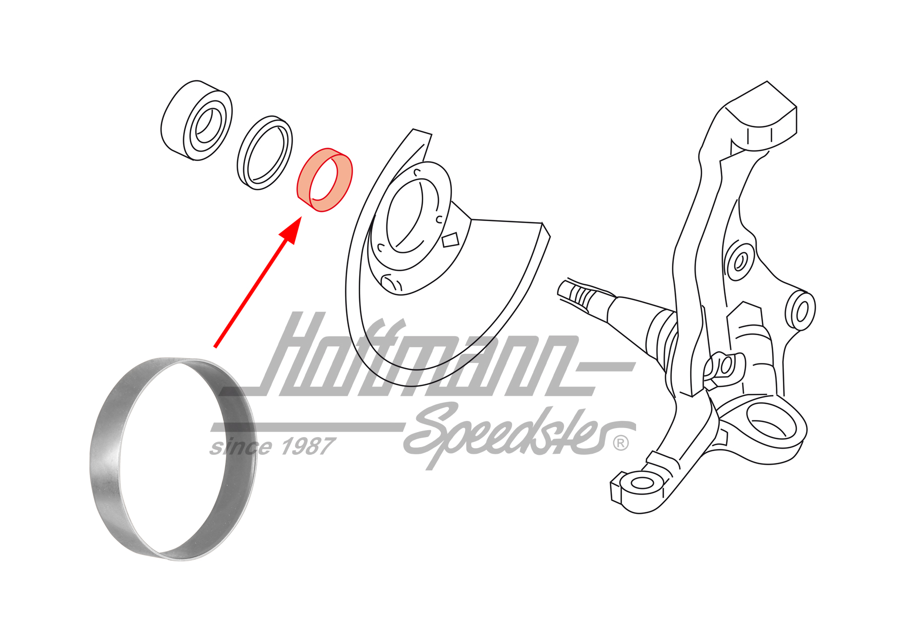 Anneau entretoise, fusée, Bus T3, avant | 251 407 631 | 325-1708