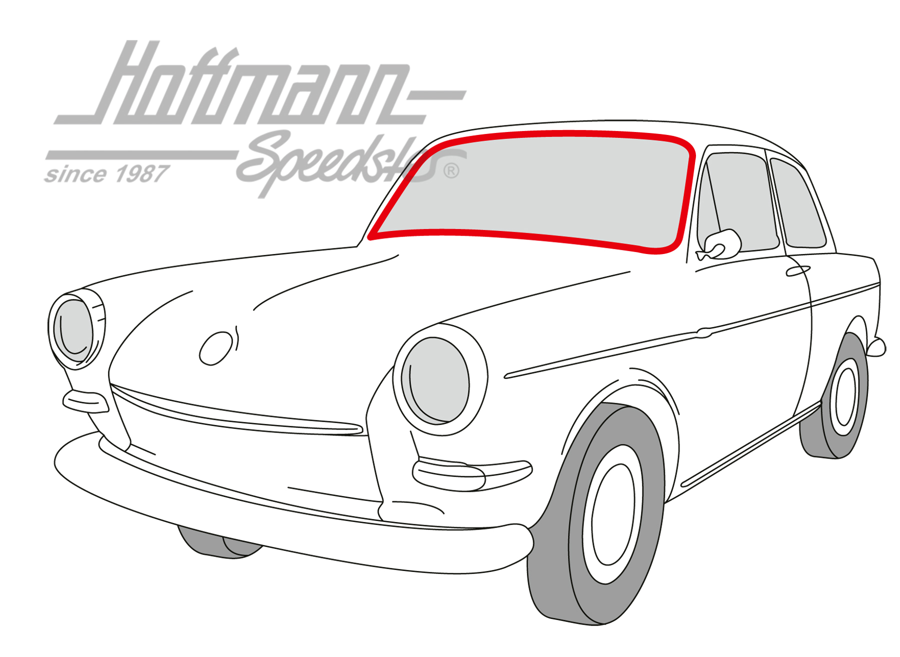 Joint de pare-brise, Type 3, avec rainure                                                           