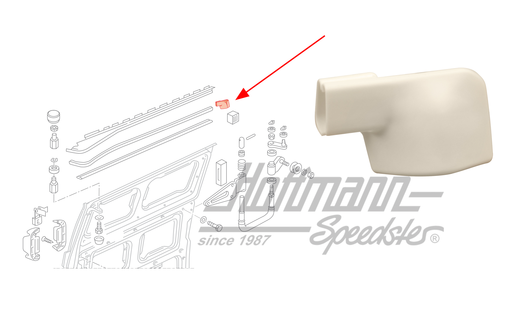 Cache, bourrelet, porte coulissante, gauche, blanc | 256 843 187  581 | 360-4050-11