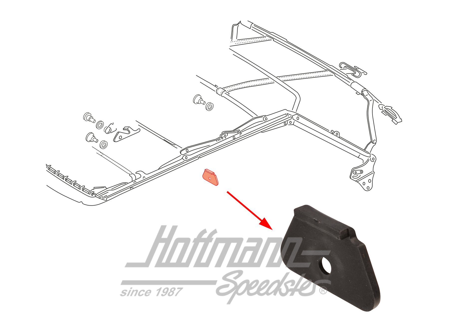 Cache, tringlerie de capote, au milieu | 155 871 411 | 180-4048-20