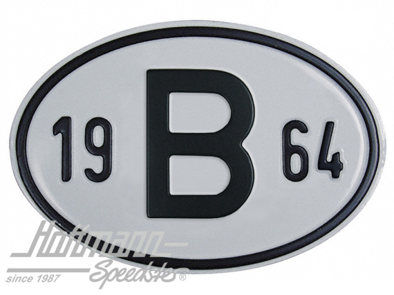 Plaque de nationalité "B", alu, avec année "1964" |  | 020-2397-64