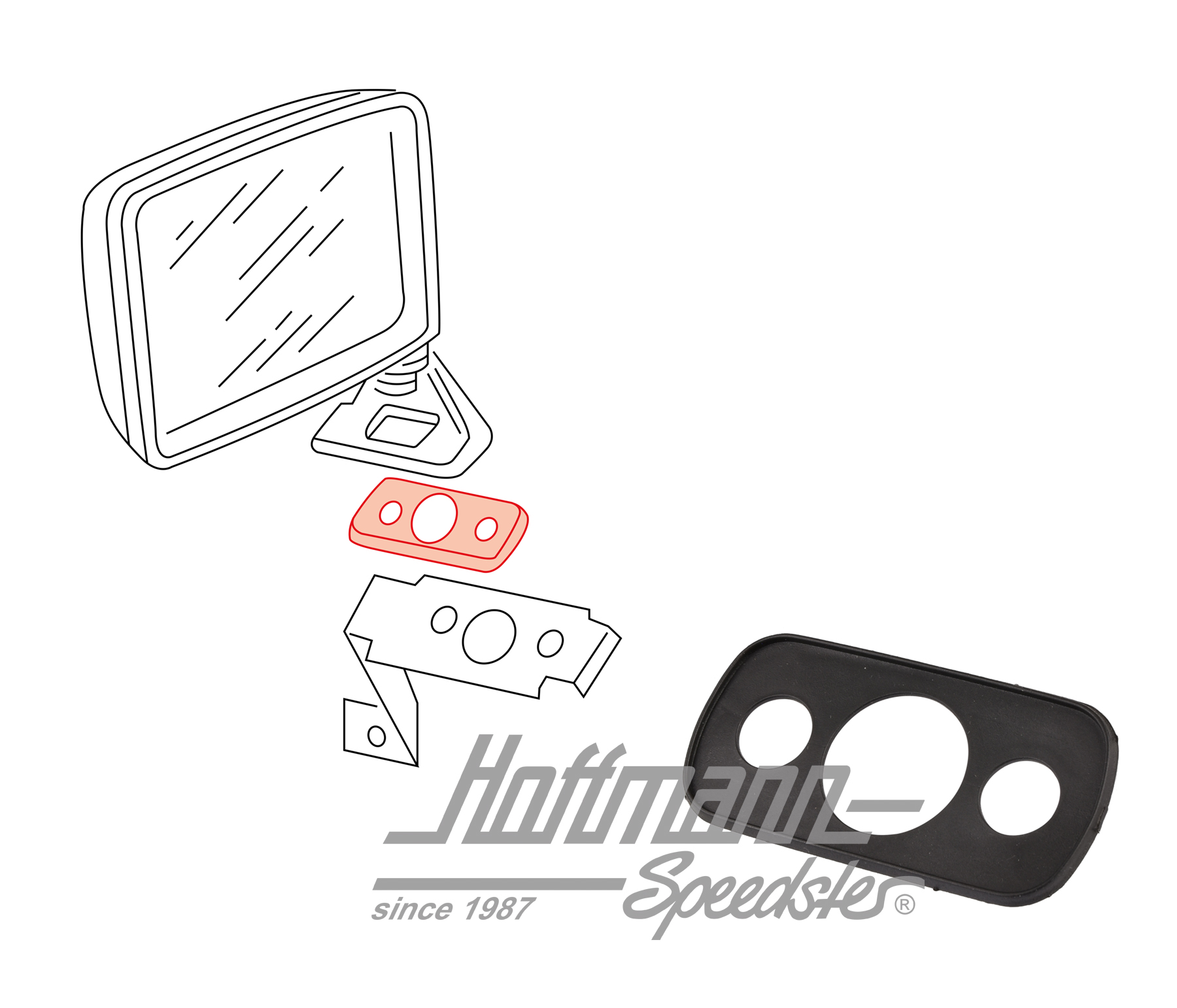 Support, extérieur, rétroviseur, Golf 2 | 191 857 543 | 208-7410-06