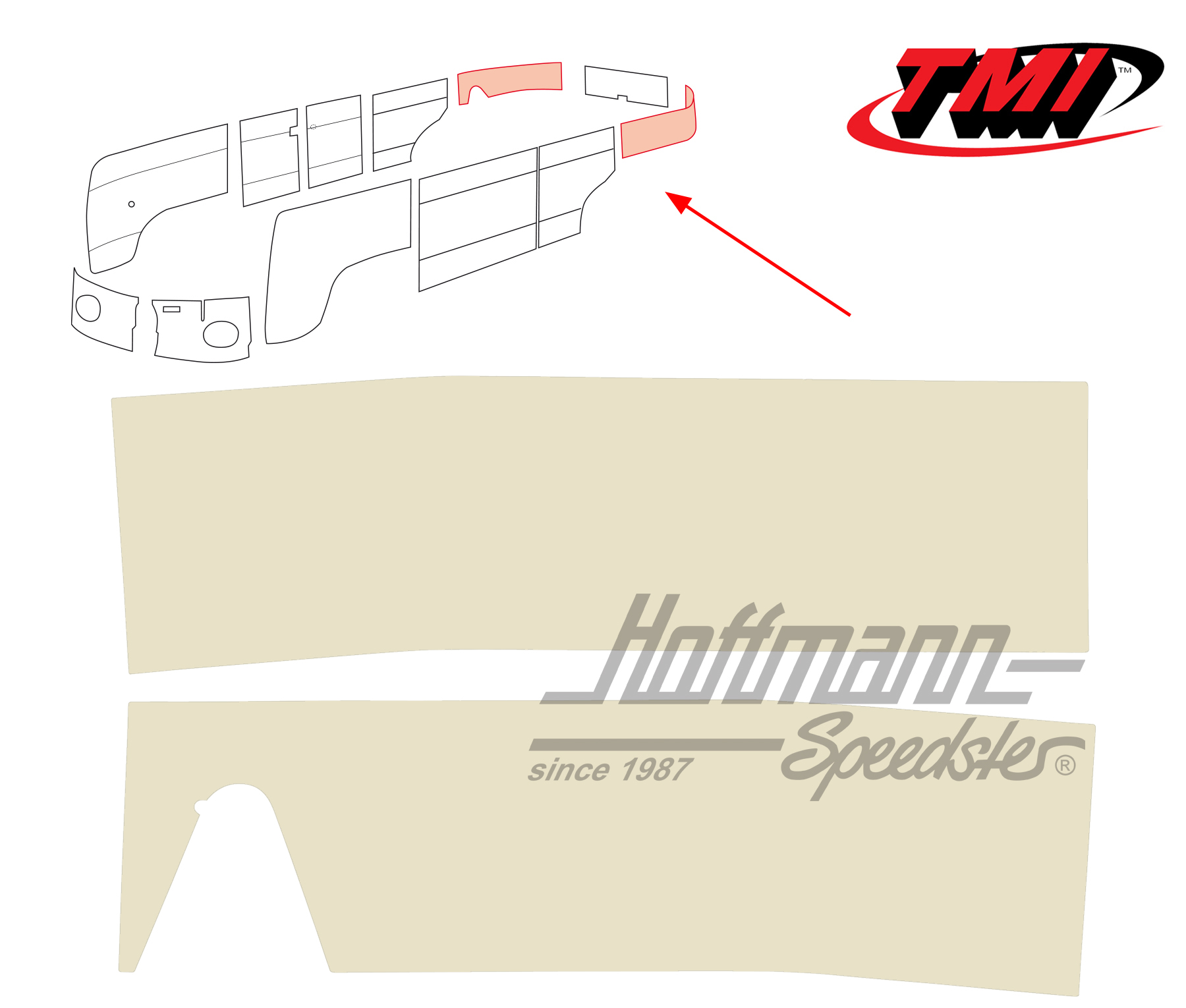 Panneaux latéraux, arrière, 55-62, blanc cassé | 10-2141-15 | 098-0582-04