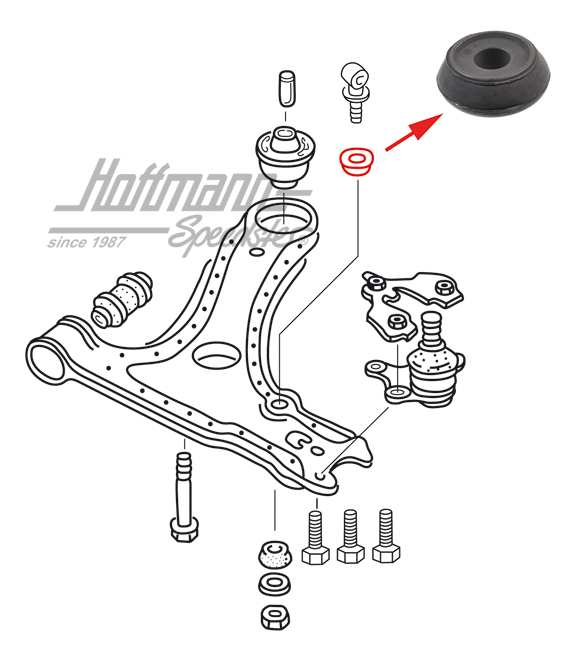 Support en caoutchouc, tige d'accouplement/bras triangualaire | 191 411 329 | 204-0428