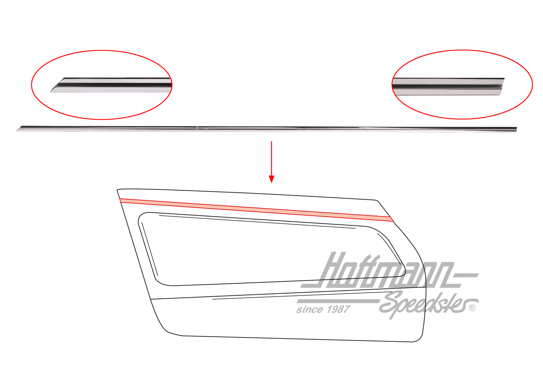 Moulure, panneau de porte, 65-69, gauche                                                            