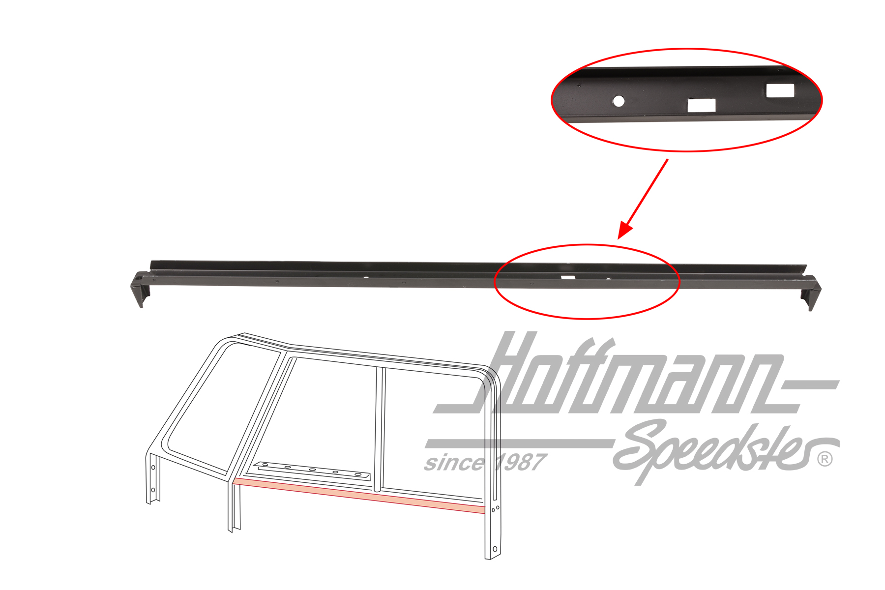 Guide de fenêtre, en bas, Bus T1, 55-67, droite | 211 837 388 | 089-4584-12