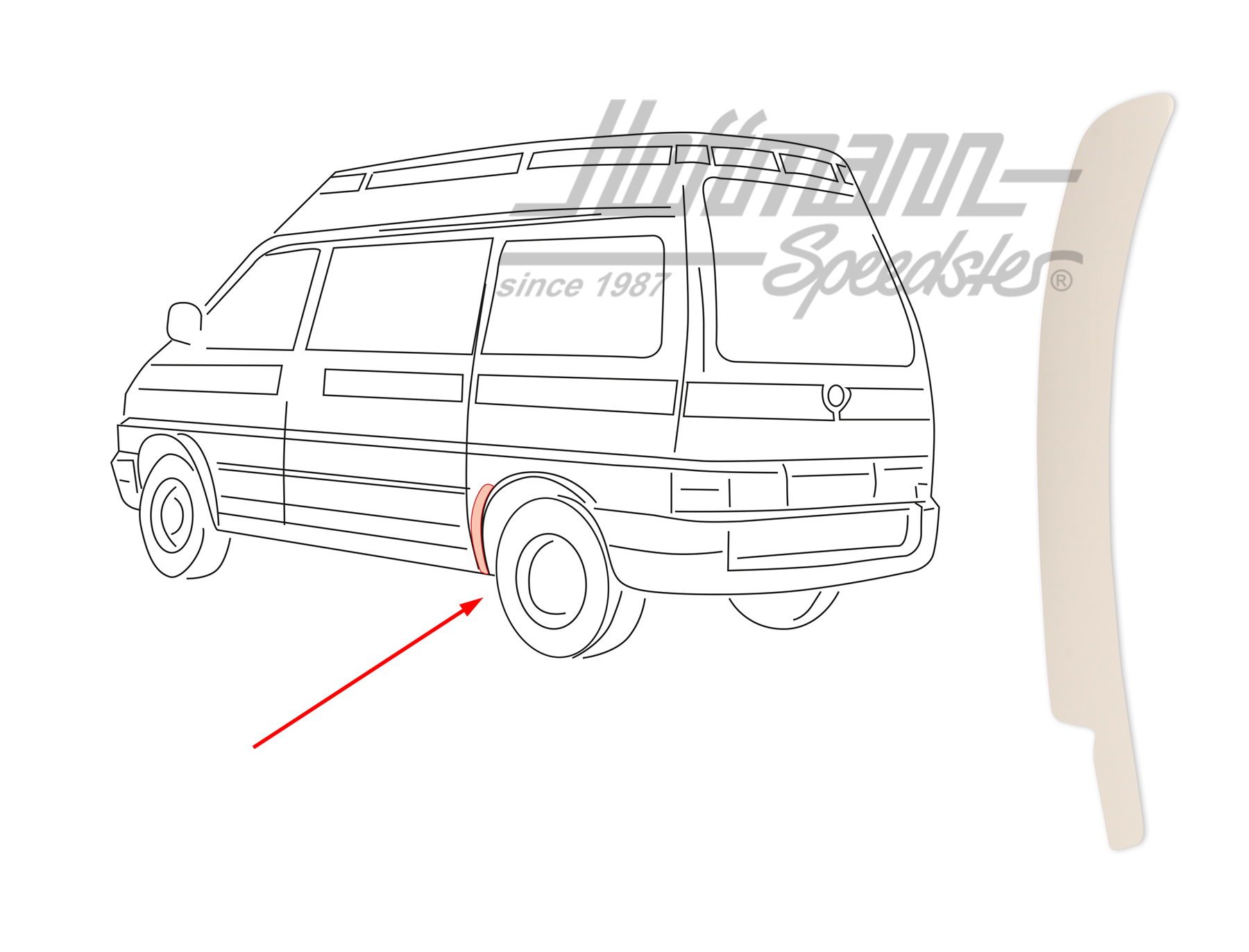 Feuille de pare-pierres, arrière, gauche | 701 853 931 A | 408-6500-01