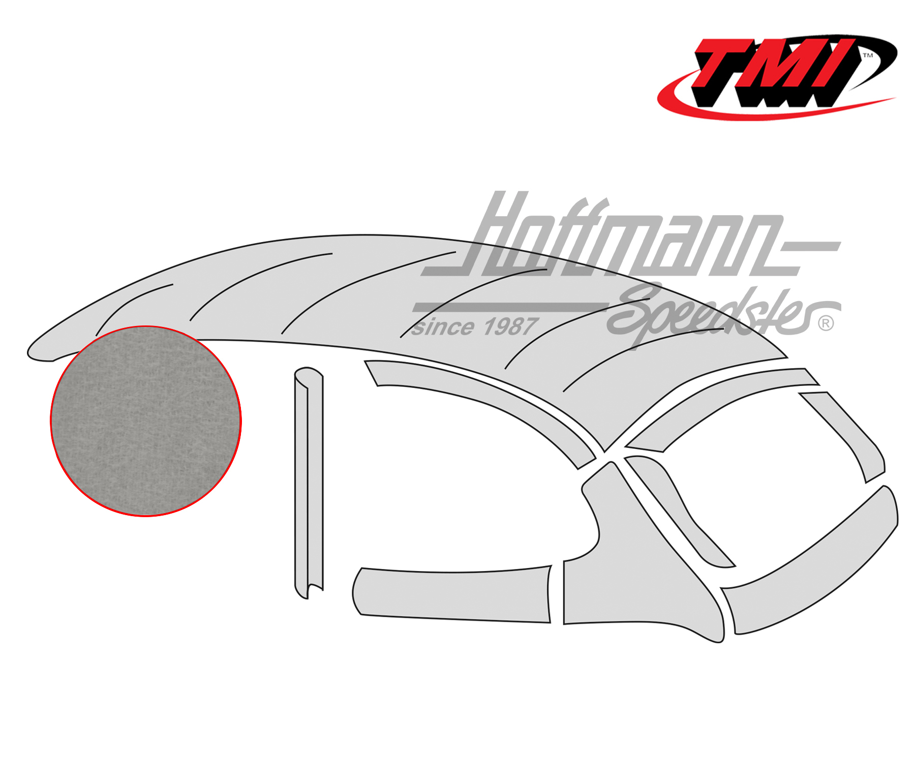 Ciel de toit avec toit pliant, style origine, Mohair, gris, 8.46-7.55 | 20-1106-75 | 055-7198-60