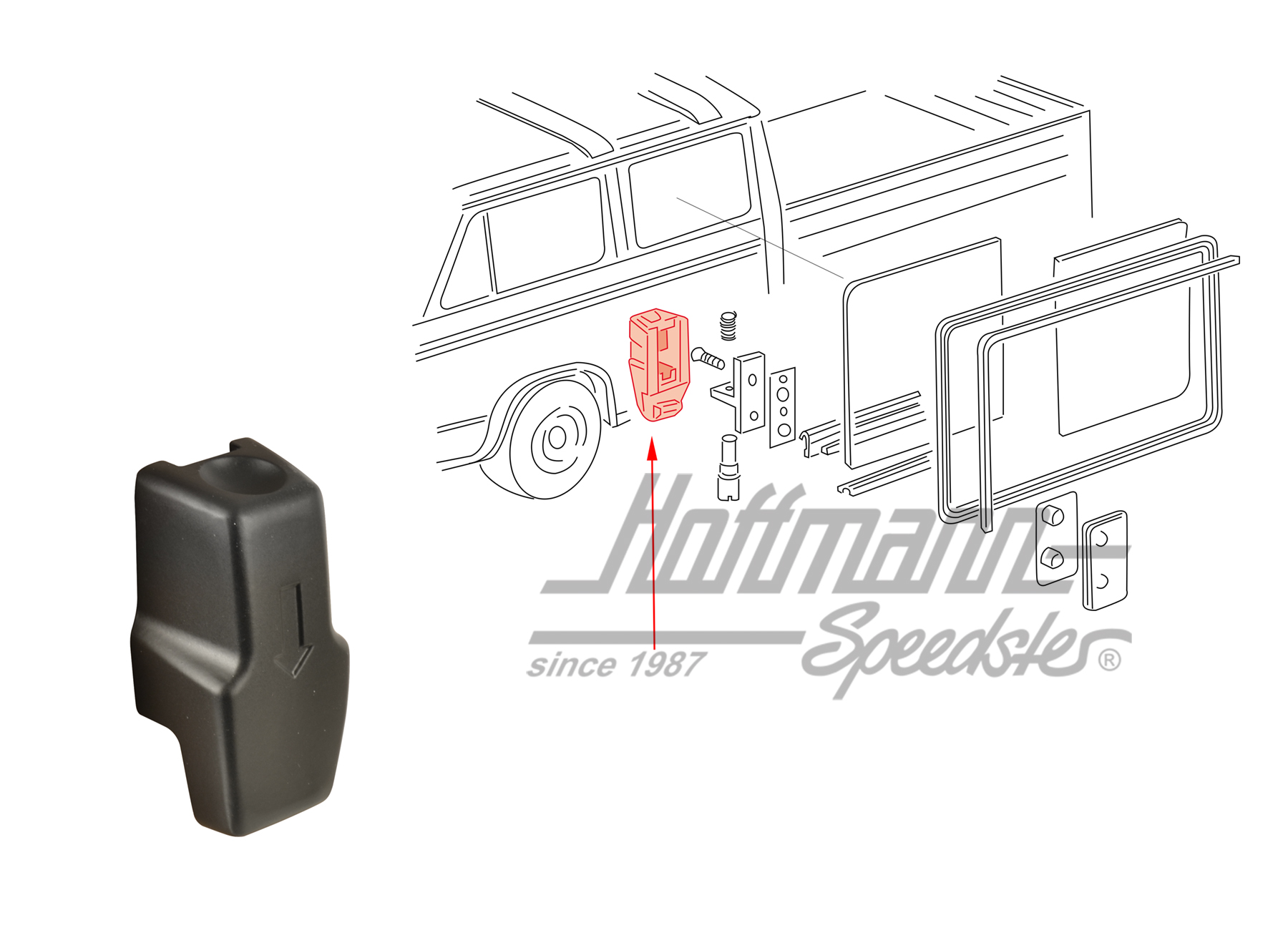 Poignée (ouvre-fenêtre), fenêtre coulissante | 281 847 733 | 090-6118-04