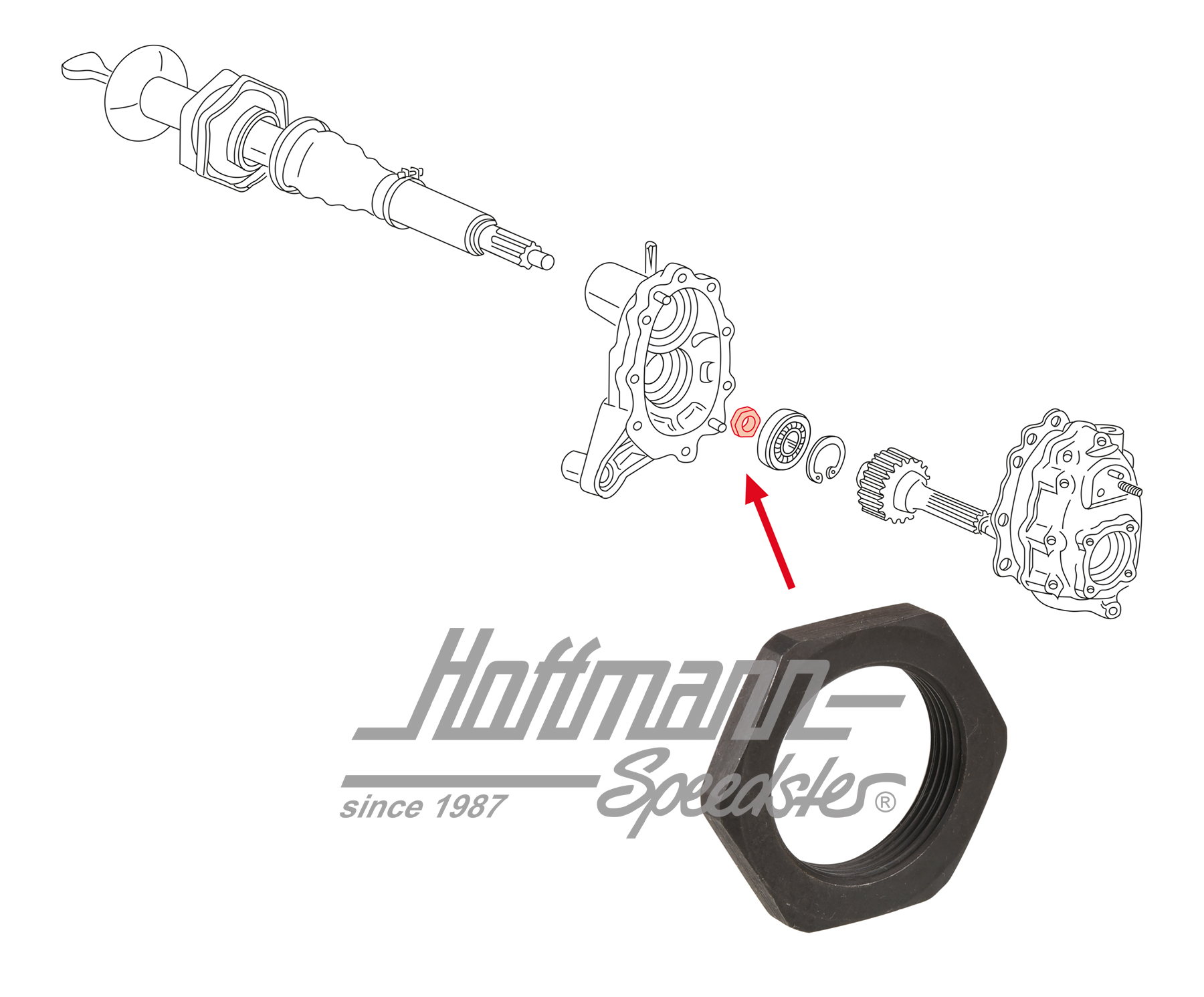 Écrou, transmission intermédiaire, Bus T1, 8.63-7.67 | 211 501 293 A | 089-3082-26