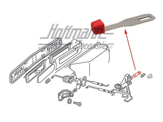Levier, air chaud, rouge, Bus T2, 68-73                                                             