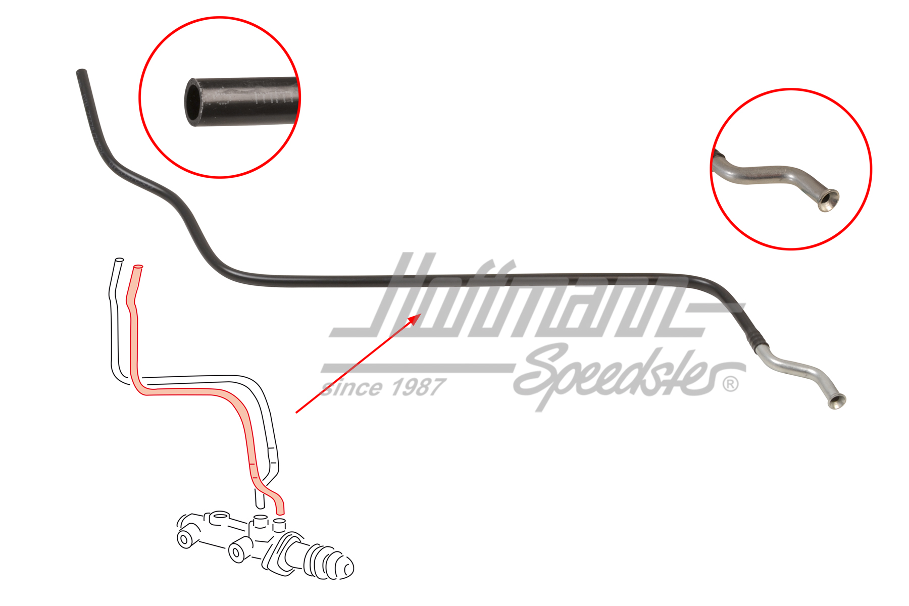 Conduite, maître cylindre/réservoir, 911, arrière | PCG 355 063 00 | 522-1073-14