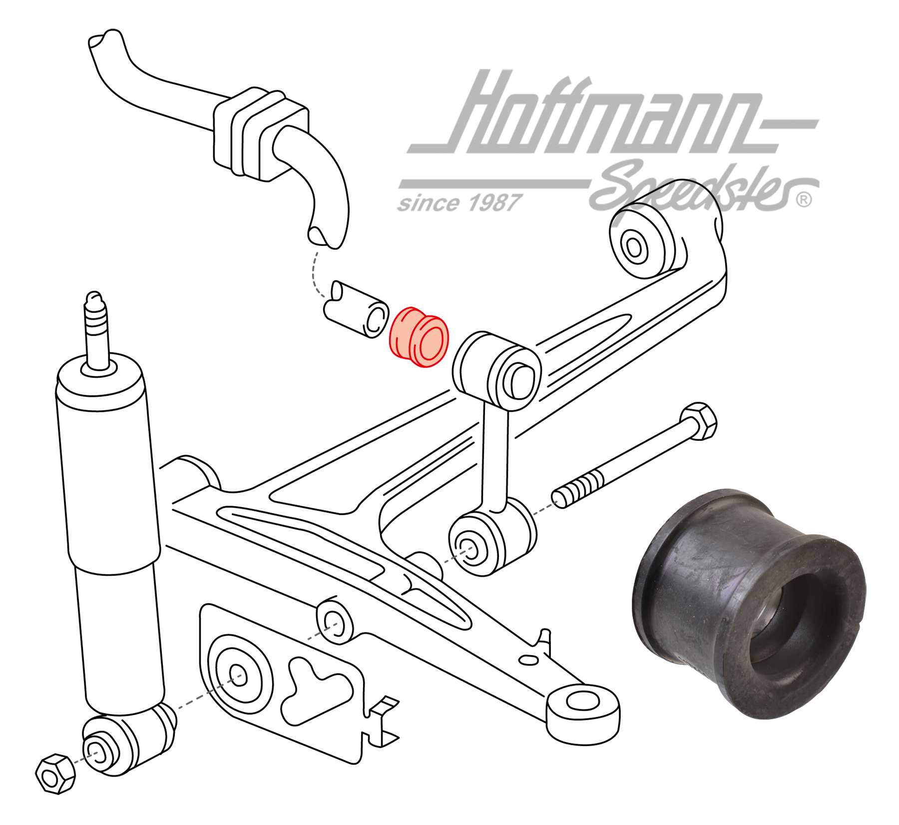 Support en caoutchouc, tige d'accouplement/stabilisateur, 22.6mm | 7D0 411 045 | 404-0564