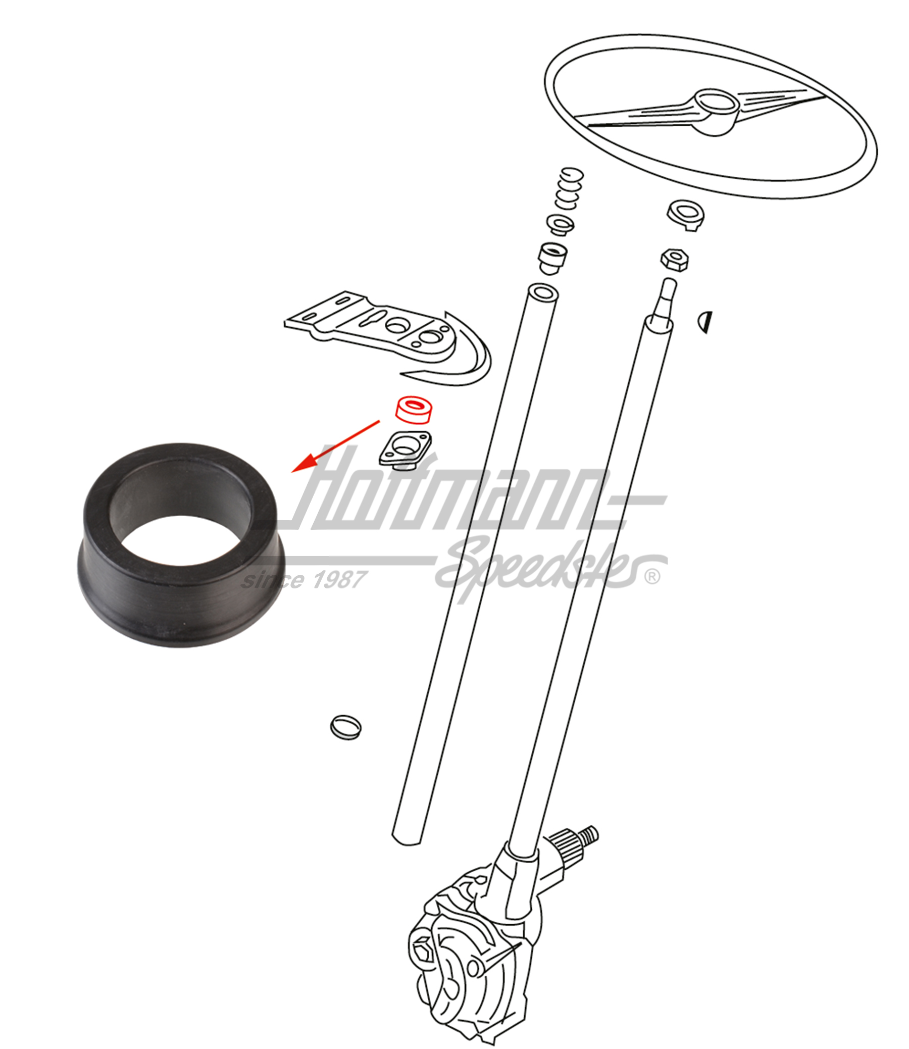 Passage en caoutchouc, colonne de direction, Bus T1 | 211 415 637 A | 089-4202