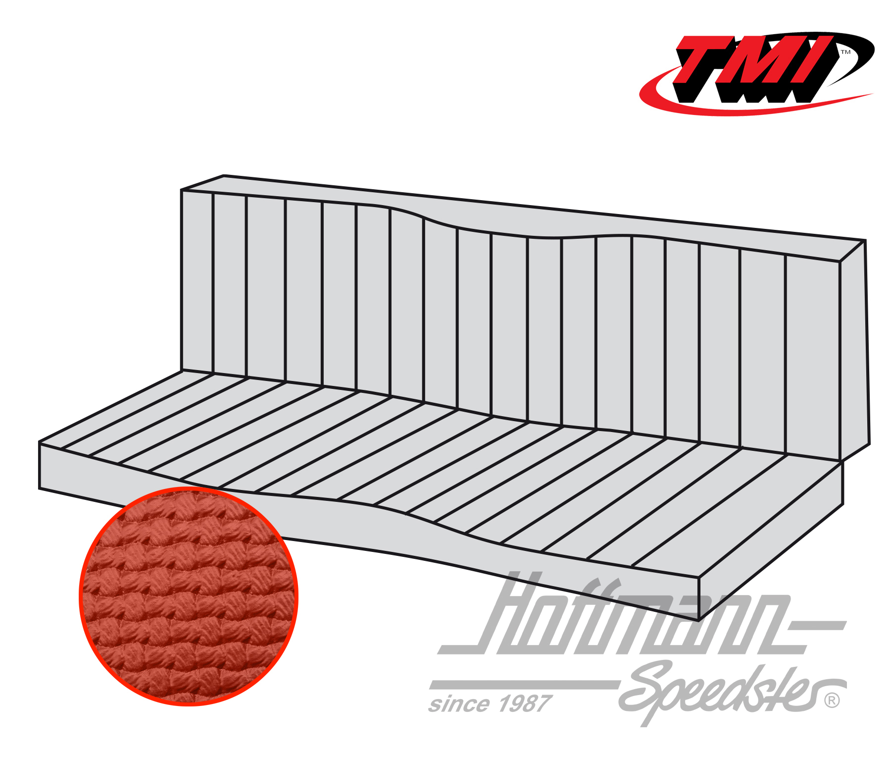 Housse de banquette, Karmann Ghia Coupé, 55-71, rouge | 43-1511-07 | 066-0082-10