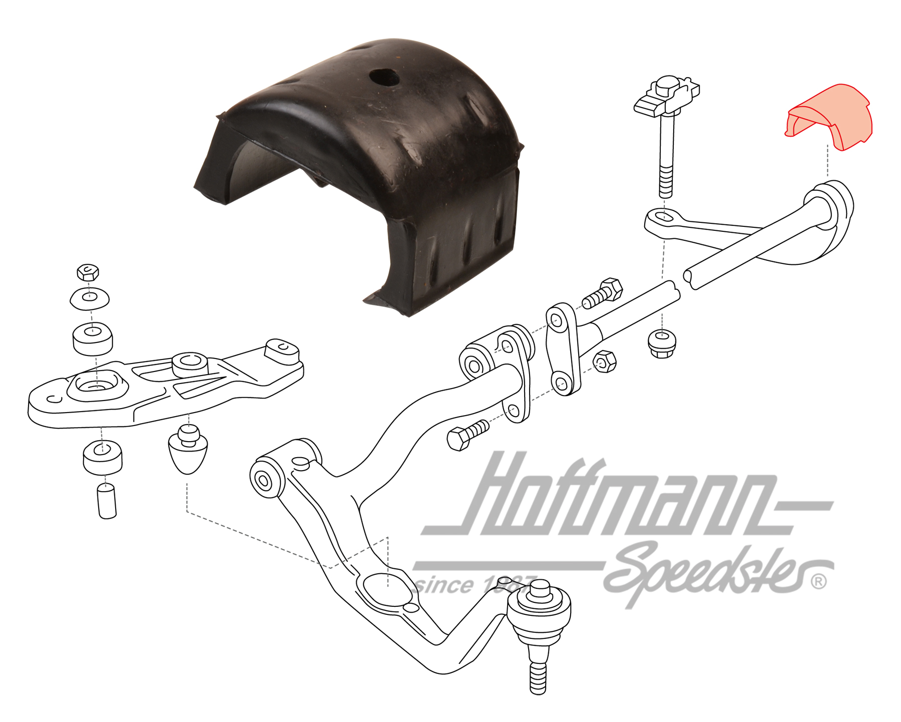 Support en caoutchouc, barre de ressort de torsion, intérieur/en haut | 701 411 197 | 404-0548