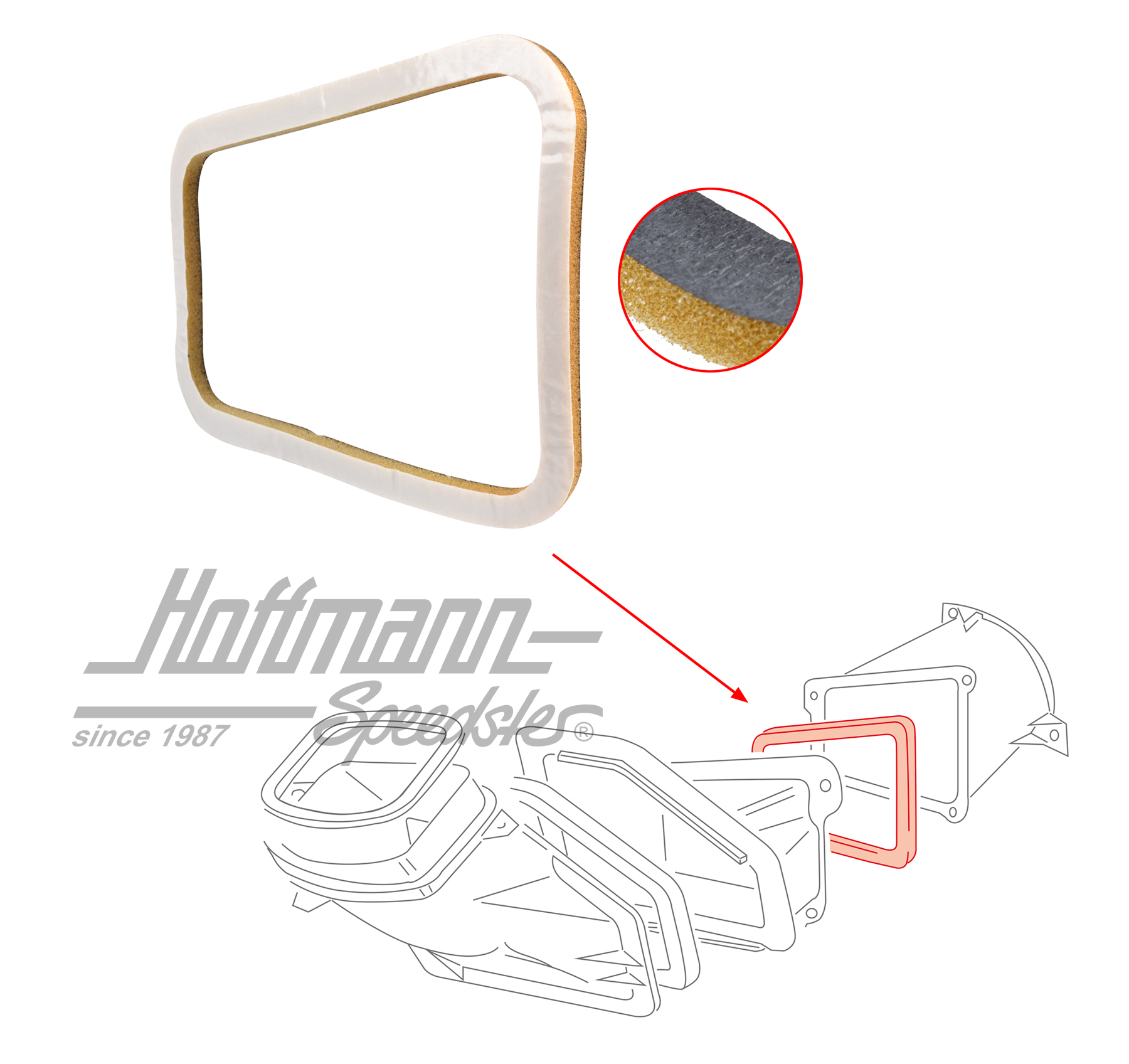 Joint, conduit d'air/moteur, Bus T4 | 701 819 142 | 408-5400-06