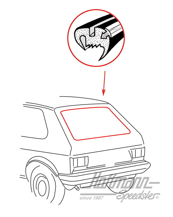 Joint de lunette AR, Golf I berline, avec rainure | 171 845 521 A | 180-7165