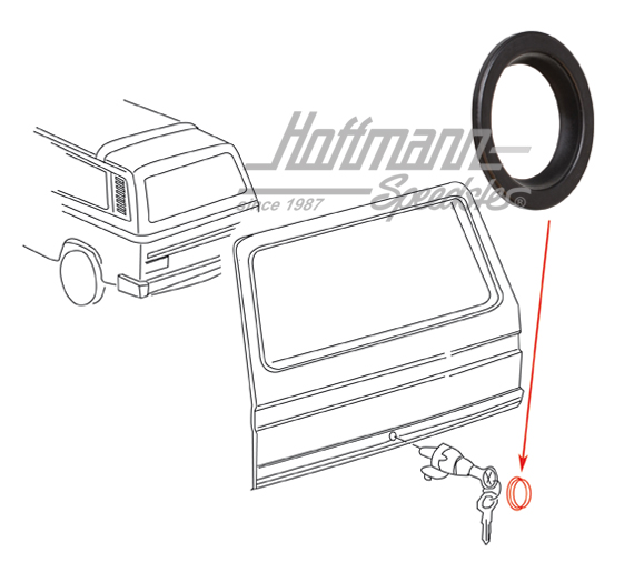 Joint, serrure de hayon arrière, Golf / Bus | 361 827 527 | 180-7405-04
