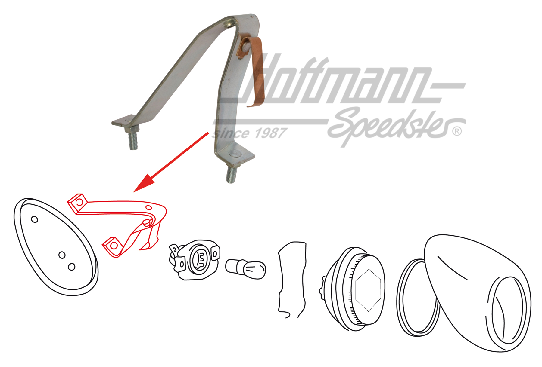 Cadre support, boîte de feu arrière, 55-61, gauche                                                  