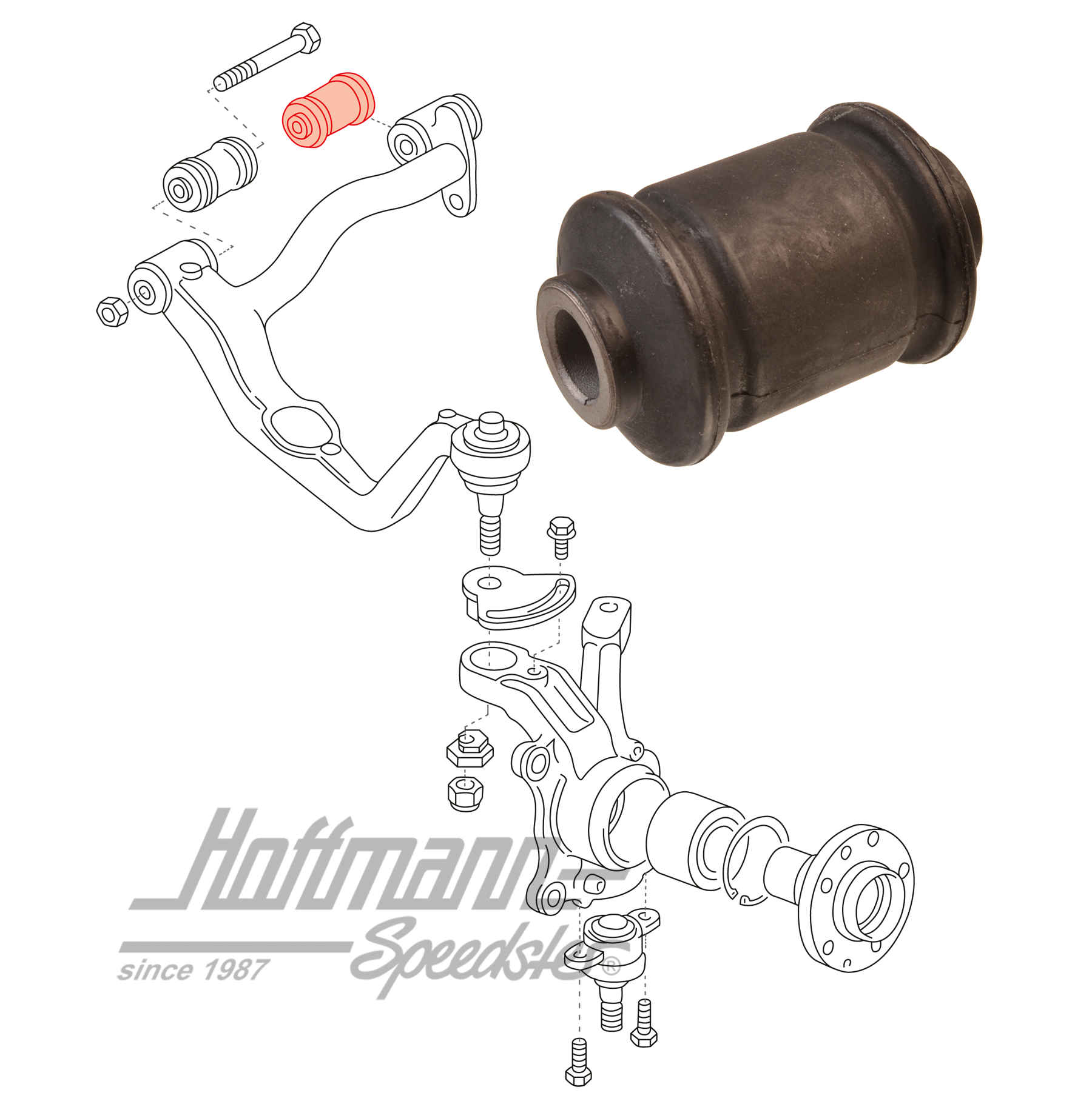 Support en caoutchouc, arrière, bras triangulaire en haut, 90-03 | 701 407 087 | 404-0533