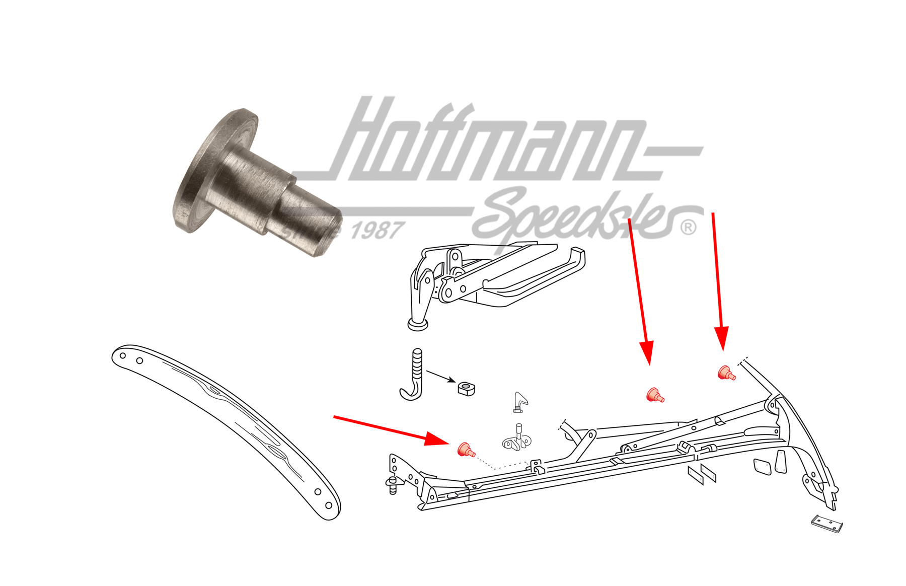 Boulon, armature cabriolet, Cox/Golf 1 Cabriolet | 155 871 165 | 020-4687-10