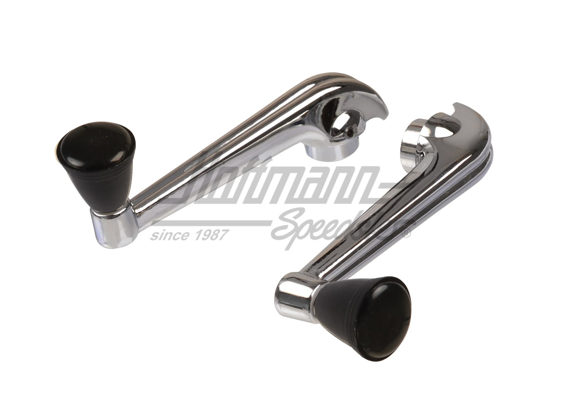 Manivelle de vitre, chromée/noire, ancienne forme                                                   