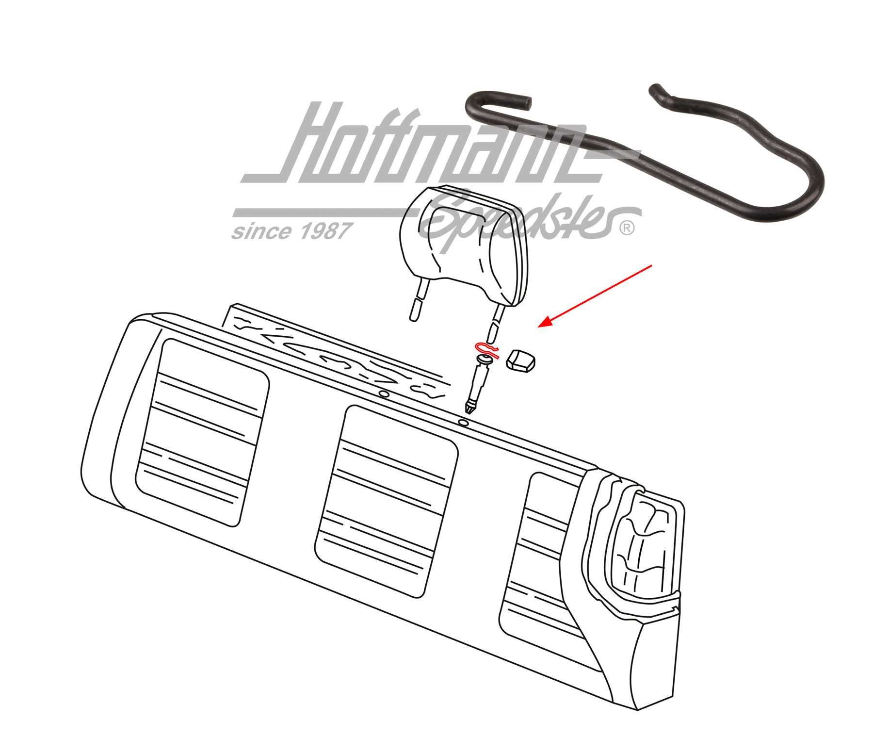 Crampon, fixation d'appuie-tête, Bus T3/T4 | 253 885 635 A | 360-6130-08