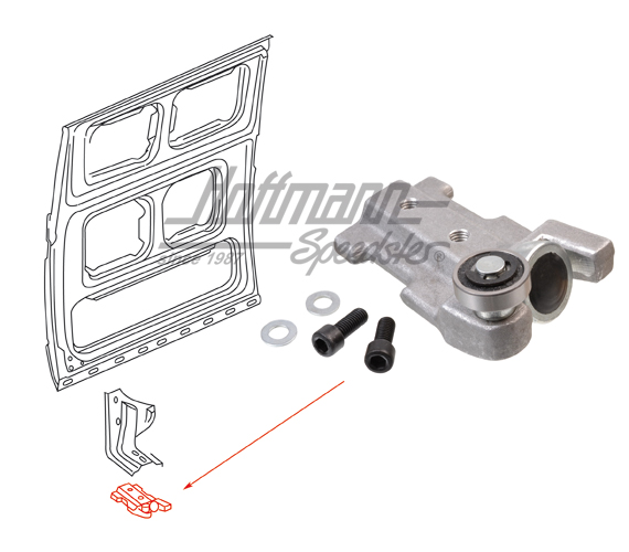 Guidage de galet, porte coulissante, en bas, droite | 251 843 406 A | 360-4015-42