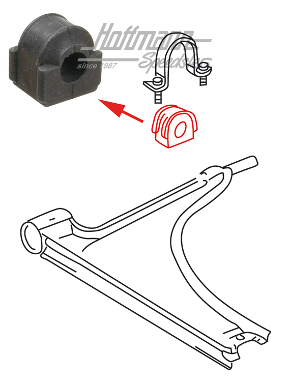 Support en caoutchouc, stabilisateur/avant, extérieur, 74-92 | 171 411 314 A | 140-0615