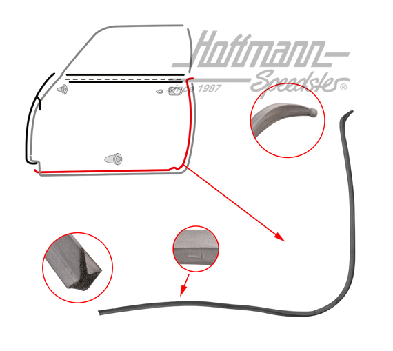 Joint de porte, Karmann Ghia, gauche, Top Qualité | 141 831 731 C | 060-0011
