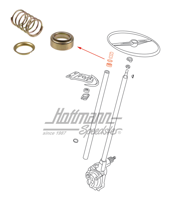 Support, colonne de direction en haut, Bus T1, 3.55-7.67 | 211 415 585 | 089-3072-10