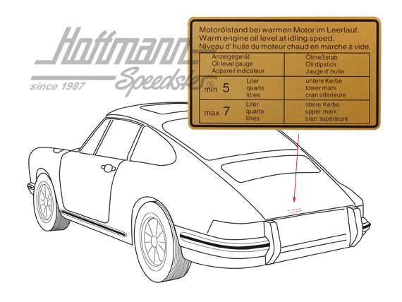 Autocollant "Niveau d'huile, 911/914, 65-72/70-72                                                   