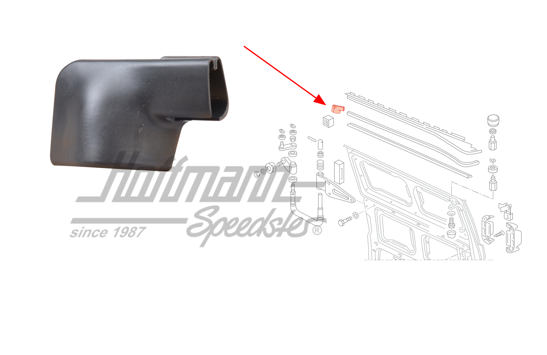 Cache, bourrelet, porte coulissante, droite, noir | 255 843 188 A | 360-4050-02