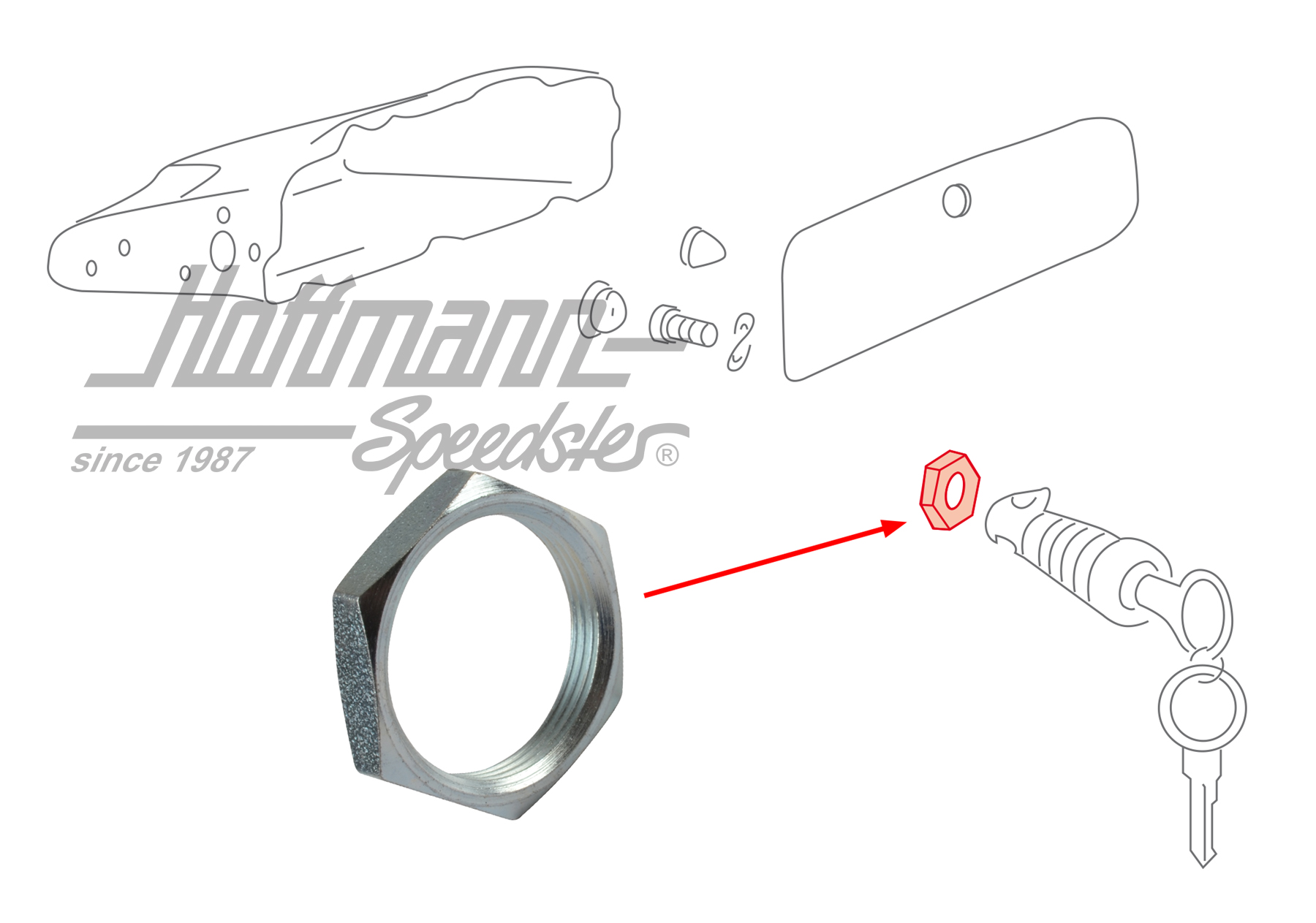 Écrou, serrure de boîte à gants | 111 857 140 | 020-2479-33