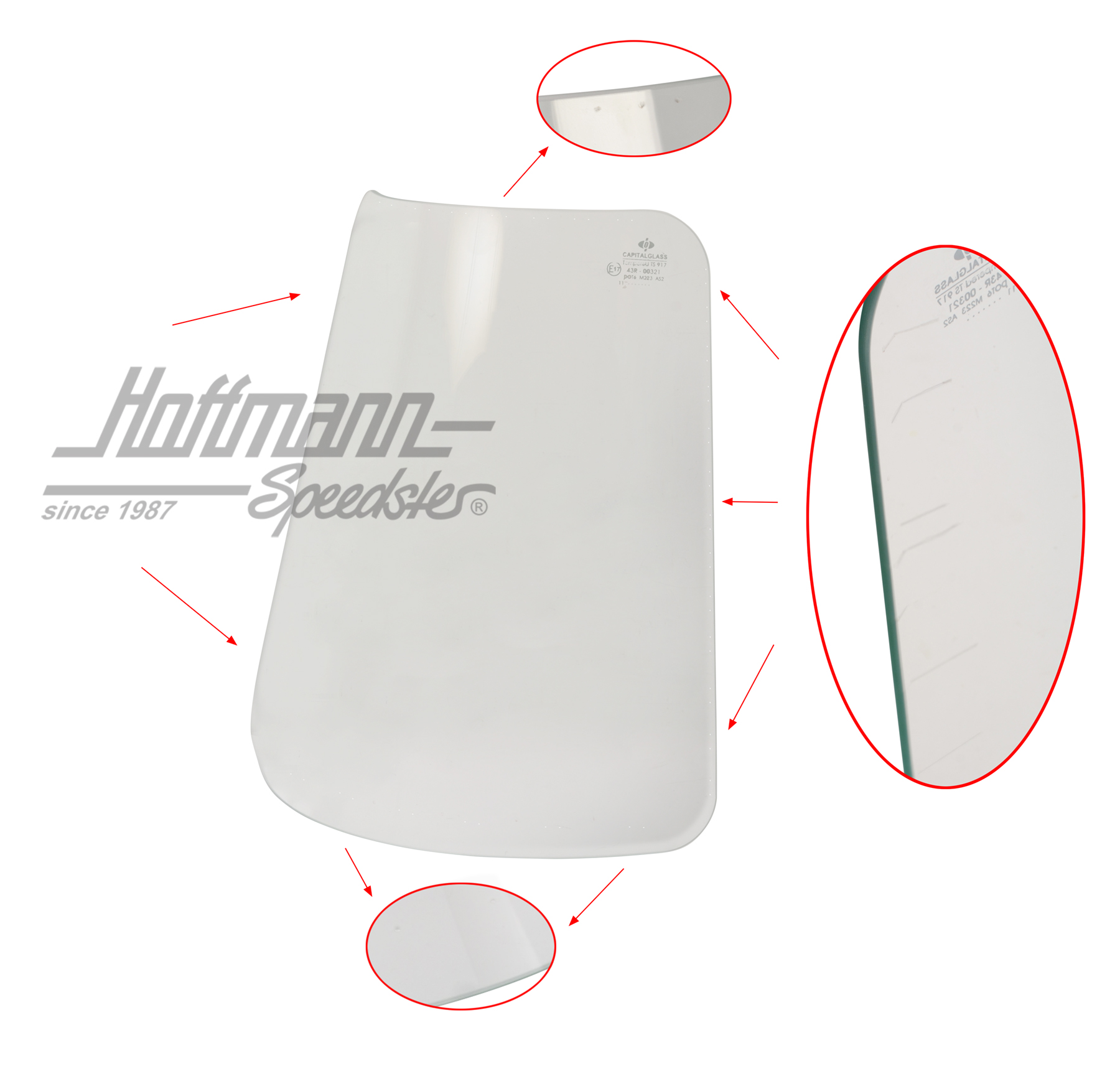 Vitre de coin, arrière, Bus T1 Samba, -7.63 (2e choix) | 241 845 401 | 089-0014