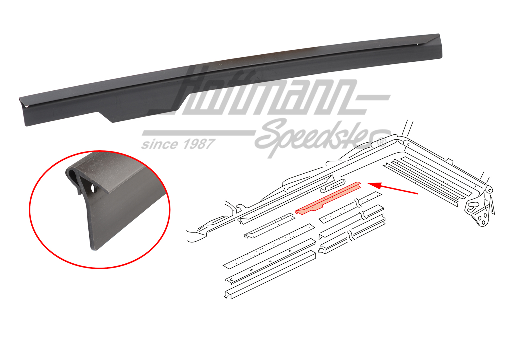 Joint, cadre de toit, arrière, gauche | 155 871 365 C | 180-4047-01
