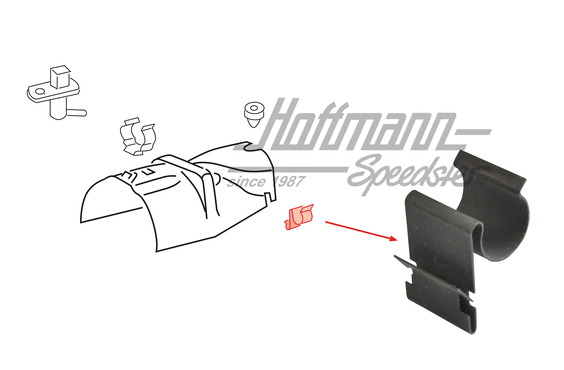 Clip, plaque de blindage
, levier de frein à main
 | 171 711 945 | 170-2798-06