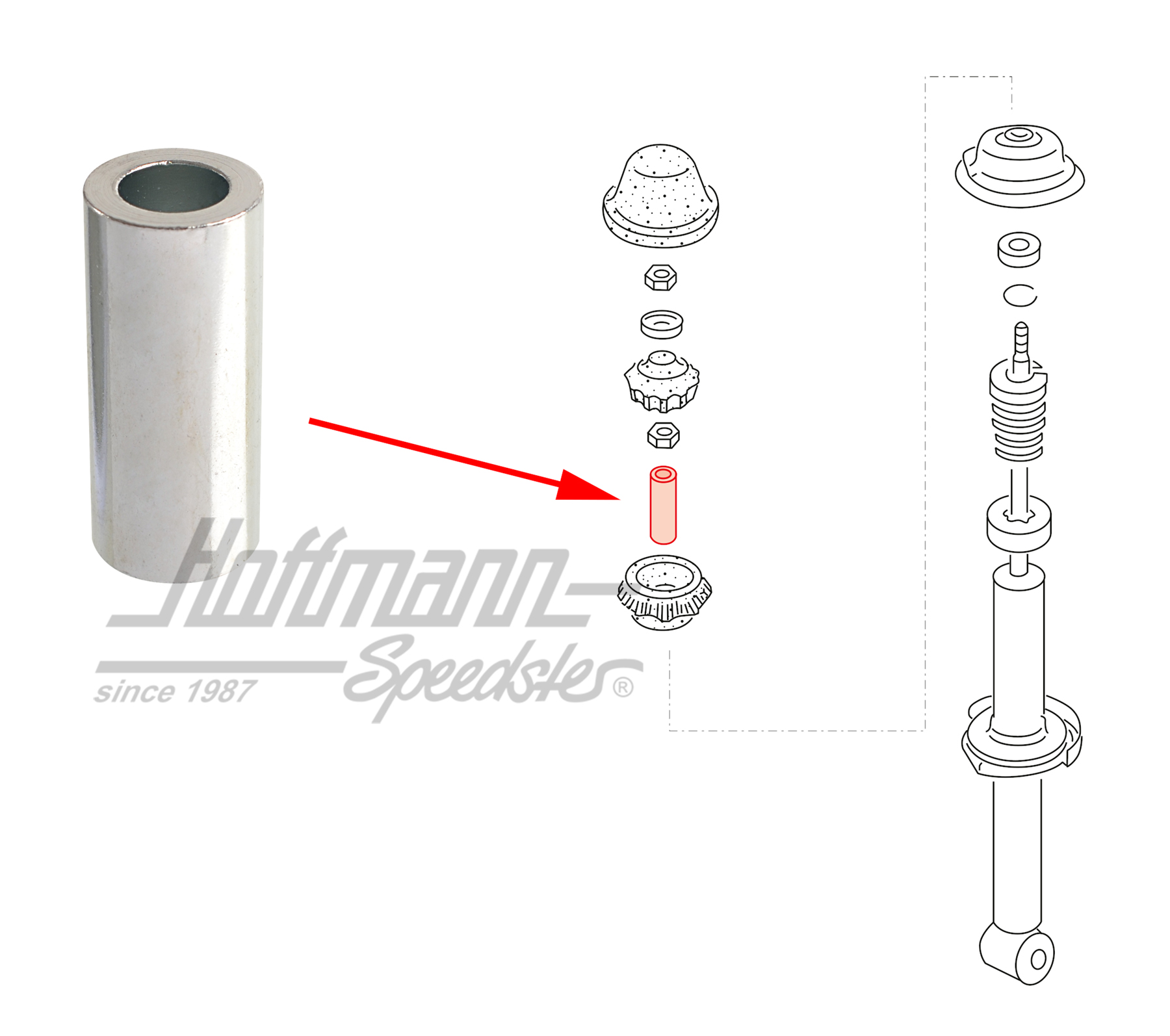 Douille entretoise, amortisseur, arrière | 171 512 117 | 140-3950-16