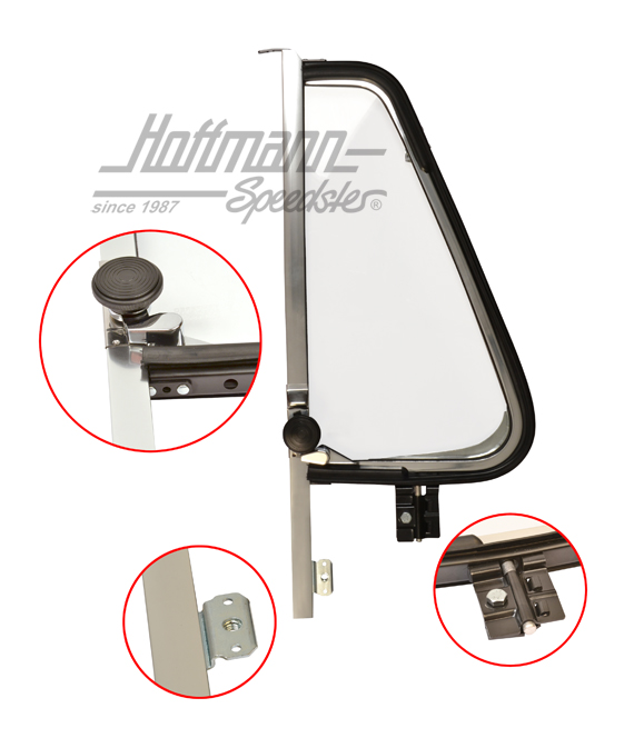 Déflecteur, complet, Bus T2, chromé, gauche | 211 837 601 | 097-1024-01