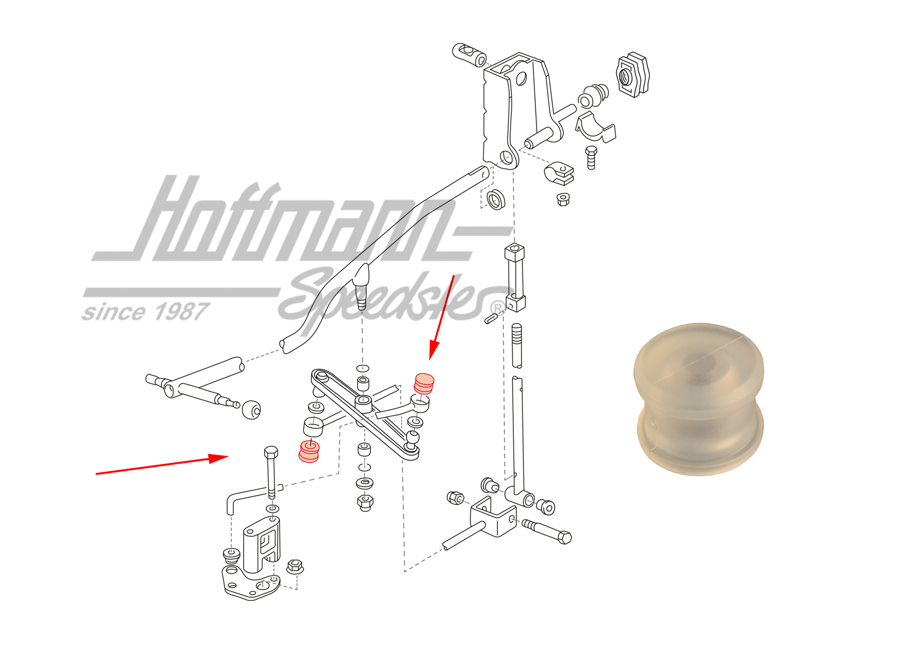 Douille, arbre de commande de vitesses, avant, Bus T4 | 701 711 066 | 407-2010-06