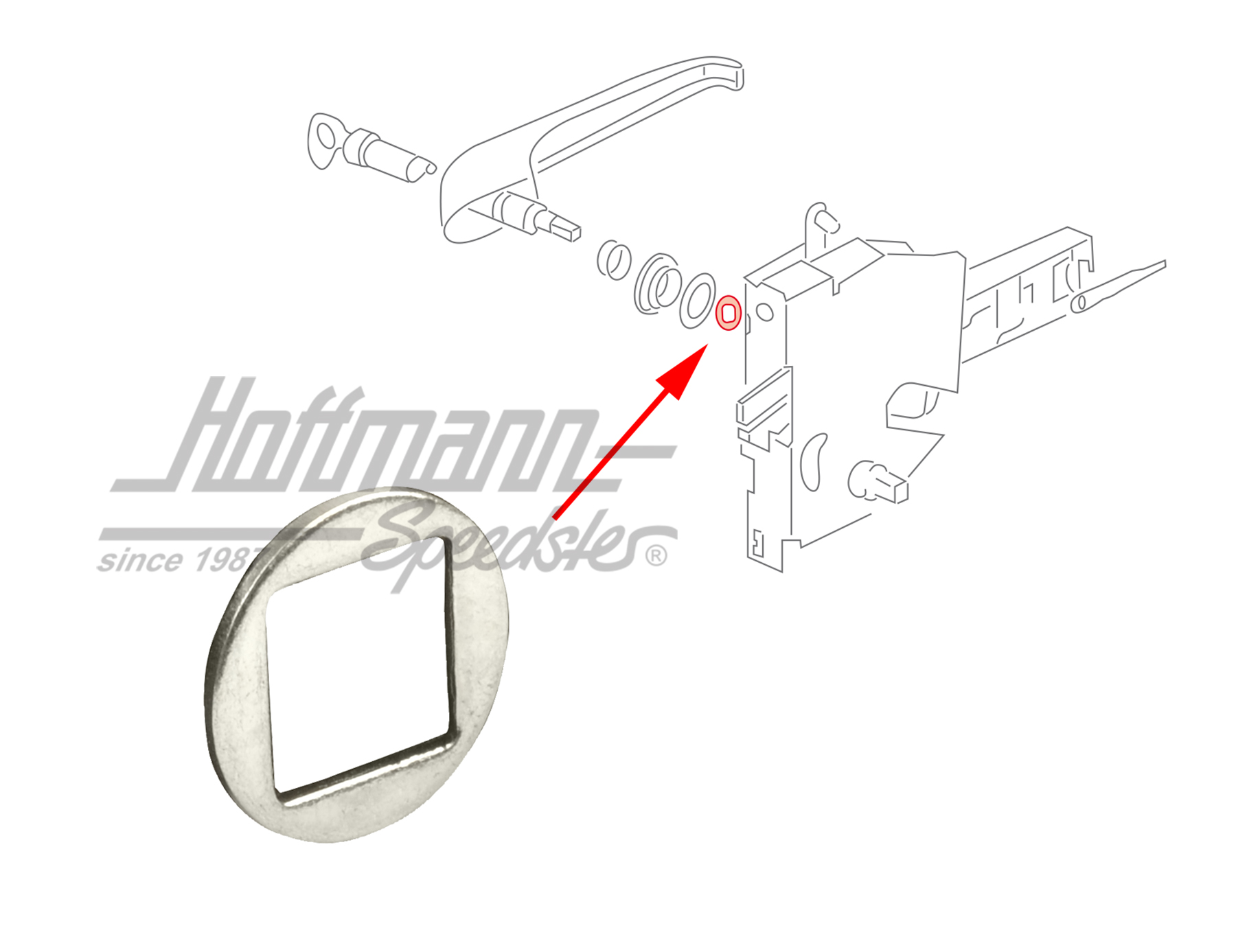 Anneau entretoise, poignée de porte coulissante, extérieur | 211 843 717 | 360-4010-40