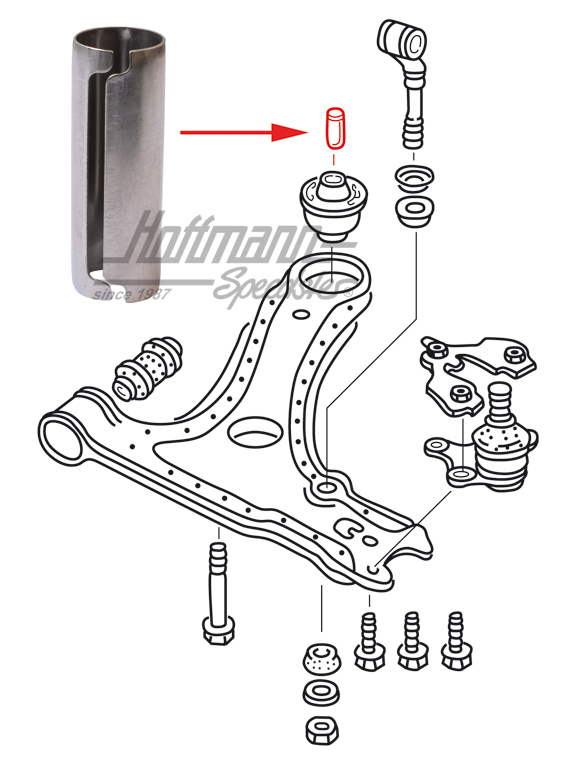 Douille, support en caoutchouc, bras triangulaire, arrière | 191 407 190 A | 204-0410