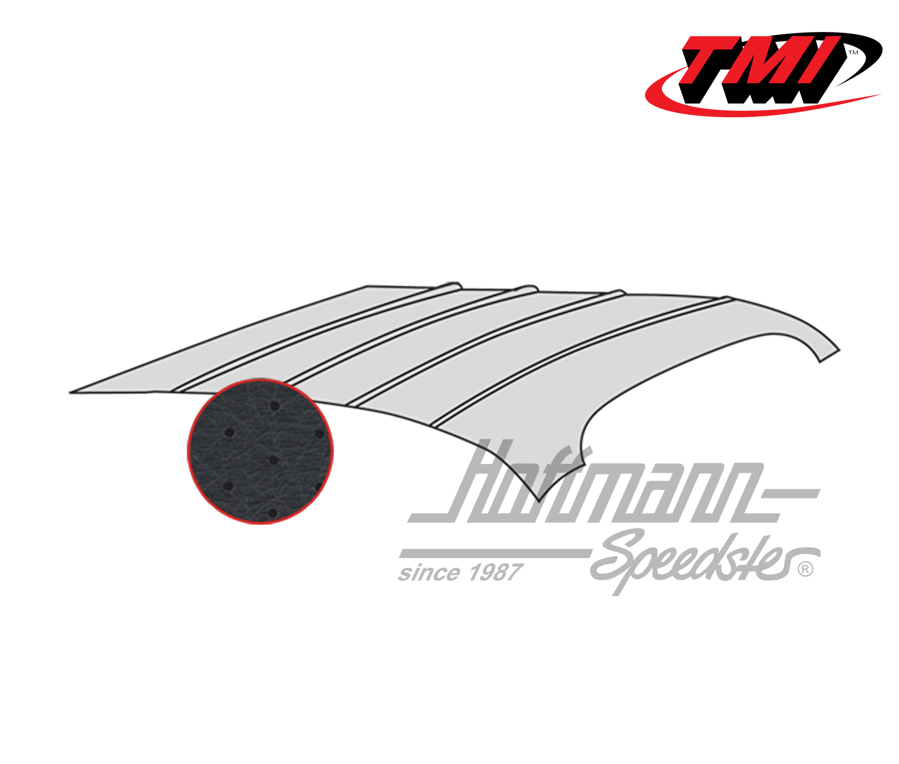 Ciel de toit, Karmann Ghia, -.74, perforé, noir | 20-1510-45 | 066-0100-20