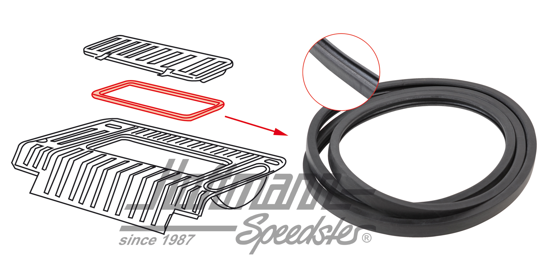 Joint, capot-moteur, en haut, 1.7-2.0 | 211 813 133 | 092-0103