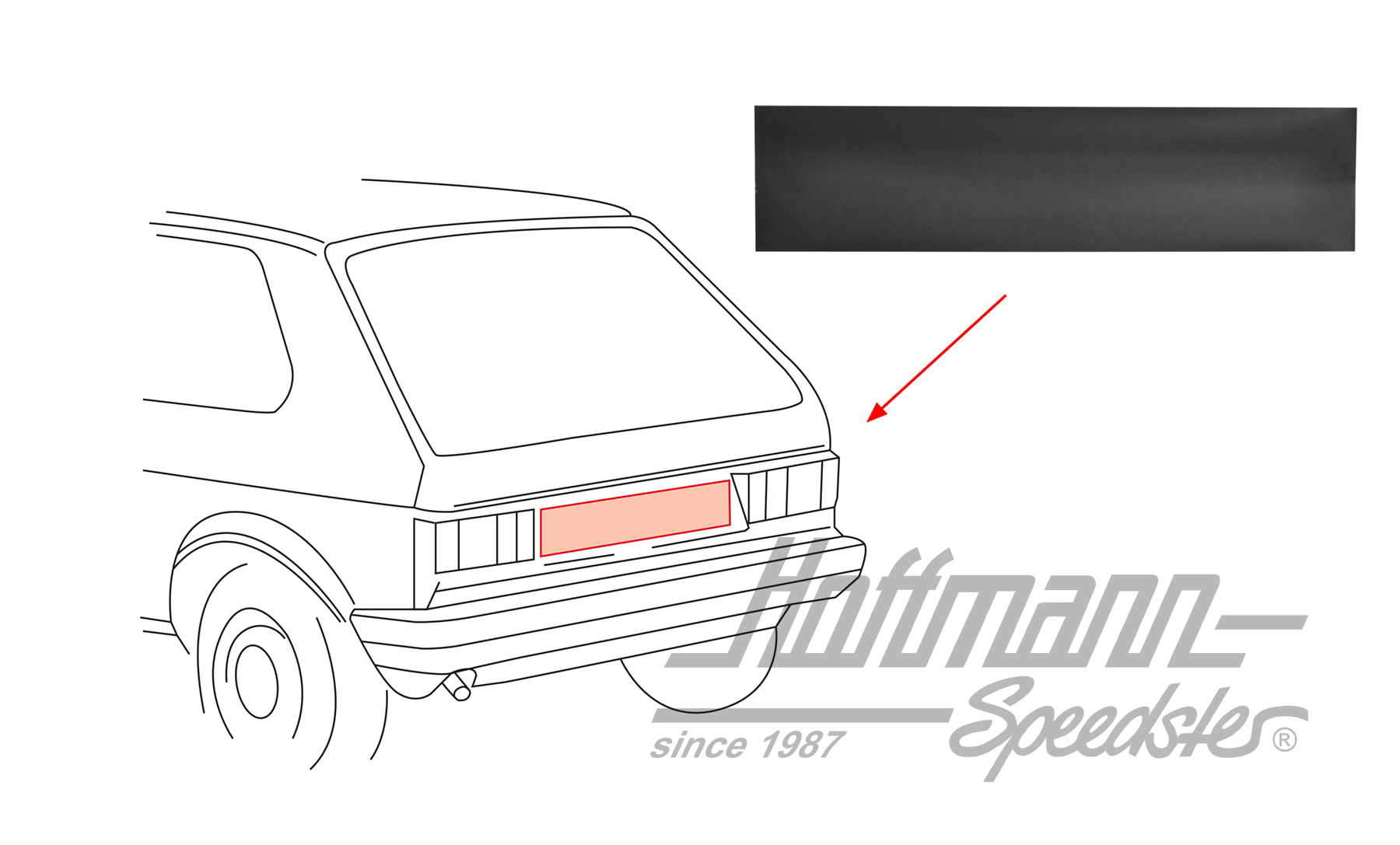 Autocollant, tôle de partie arrière
, Golf 1, 8.80-8.83 | 171 898 133 C | 180-6910-20